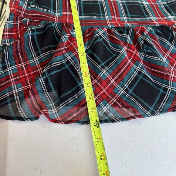 Draper James Small Plaid Long Sleeve Flounce Ruffle Hem Shift Dress Tie Neck - Picture 10 of 12